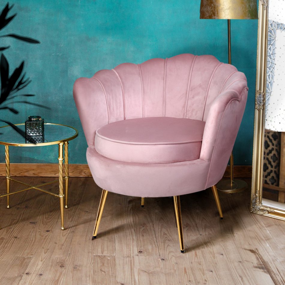 Artiss Armchair Velvet Pink Callista - Image 8