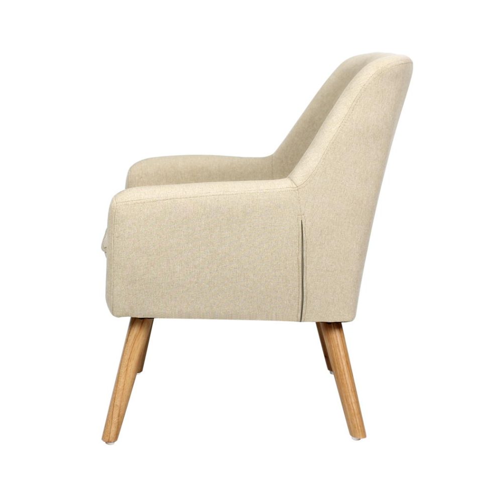 Artiss Fabric Dining Armchair - Beige - Image 4