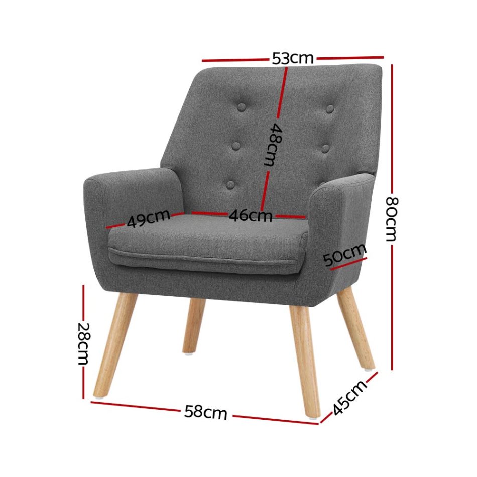 Artiss Fabric Dining Armchair - Grey - Image 2