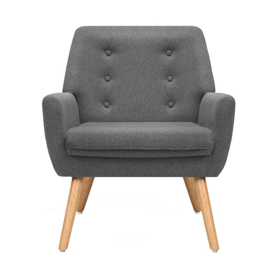 Artiss Fabric Dining Armchair - Grey - Image 3