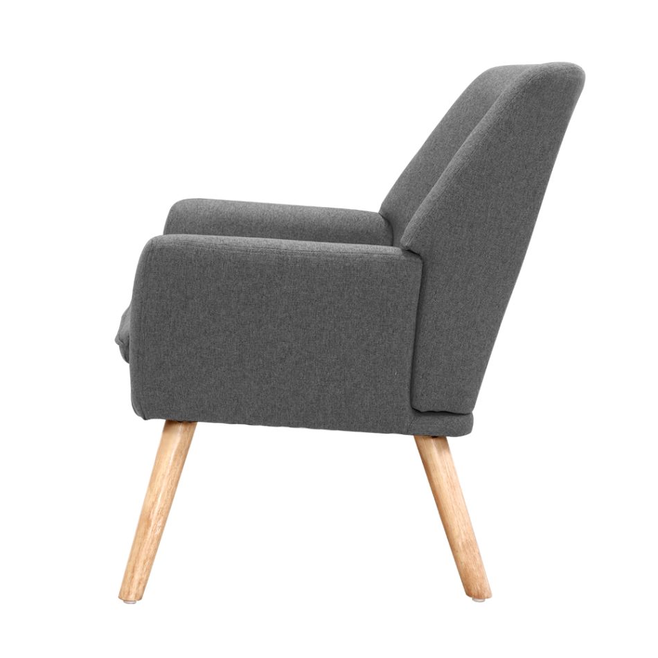 Artiss Fabric Dining Armchair - Grey - Image 4