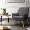 Artiss Fabric Dining Armchair - Grey - Image 8