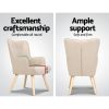 Artiss Armchair Set with Ottoman Beige Lansar - Image 6