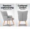 Artiss Armchair and Ottoman - Light Grey - Image 6