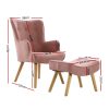 Artiss Armchair Set with Ottoman Pink Lansar - Image 2