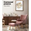 Artiss Armchair Set with Ottoman Pink Lansar - Image 5