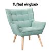 Artiss Armchair Lounge Chair Accent Chairs Sofa Linen Fabric Cushion Seat Blue - Image 4