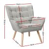 Artiss Armchair Lounge Chair Accent Chairs Sofa Linen Fabric Cushion Seat Grey - Image 2
