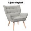 Artiss Armchair Lounge Chair Accent Chairs Sofa Linen Fabric Cushion Seat Grey - Image 4