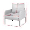 Artiss Armchair Accent Chair Pillow Fabric Grey - Image 2