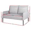 Artiss Armchair 2-Seater Sofa Pillow Linen Grey - Image 2