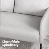 Artiss Armchair 2-Seater Sofa Pillow Linen Grey - Image 4