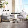 Artiss Armchair 2-Seater Sofa Pillow Linen Grey - Image 6