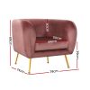 Artiss Armchair Lounge Sofa Arm Chair Accent Chairs Armchairs Couch Velvet Pink - Image 2