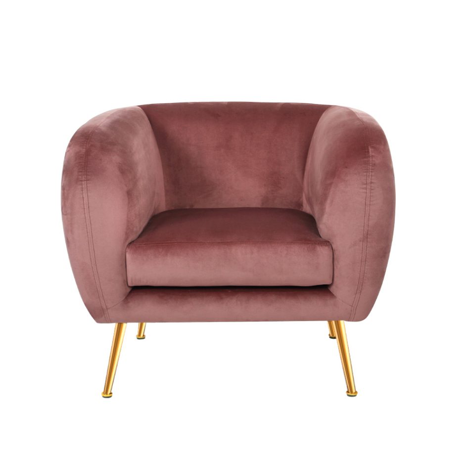 Artiss Armchair Lounge Sofa Arm Chair Accent Chairs Armchairs Couch Velvet Pink - Image 3
