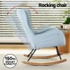 Artiss Rocking Chair Armchair Pillow Velvet Blue - Image 4