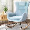 Artiss Rocking Chair Armchair Pillow Velvet Blue - Image 7