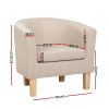 Artiss Armchair Lounge Chair Tub Accent Armchairs Fabric Sofa Chairs Beige - Image 2