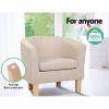 Artiss Armchair Lounge Chair Tub Accent Armchairs Fabric Sofa Chairs Beige - Image 7