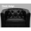 Artiss Armchair Set with Ottoman Black Ava - Image 3