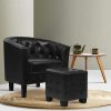 Artiss Armchair Set with Ottoman Black Ava - Image 7