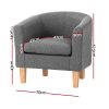 Artiss Abby Fabric Armchair - Grey - Image 2