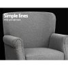 Artiss Armchair Accent Chair Retro Armchairs Lounge Accent Chair Single Sofa Linen Fabric Seat Grey - Image 5