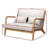Artiss Armchair Lounge Chair Accent Armchairs Couch Sofa Loveseat Beige Wood - Image 2