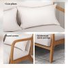 Artiss Armchair Lounge Chair Accent Armchairs Couch Sofa Loveseat Beige Wood - Image 5