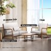 Artiss Armchair Lounge Chair Accent Armchairs Couch Sofa Loveseat Beige Wood - Image 6