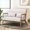 Artiss Armchair Lounge Chair Accent Armchairs Couch Sofa Loveseat Beige Wood - Image 7