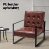 Artiss Armchair Lounge Chair Accent Chairs PU Leather Sofa Brown Metal Frame - Image 4