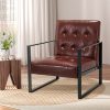 Artiss Armchair Lounge Chair Accent Chairs PU Leather Sofa Brown Metal Frame - Image 7