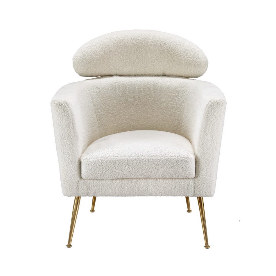 Artiss Armchair Boucle Fabric White Yoli - Image 3