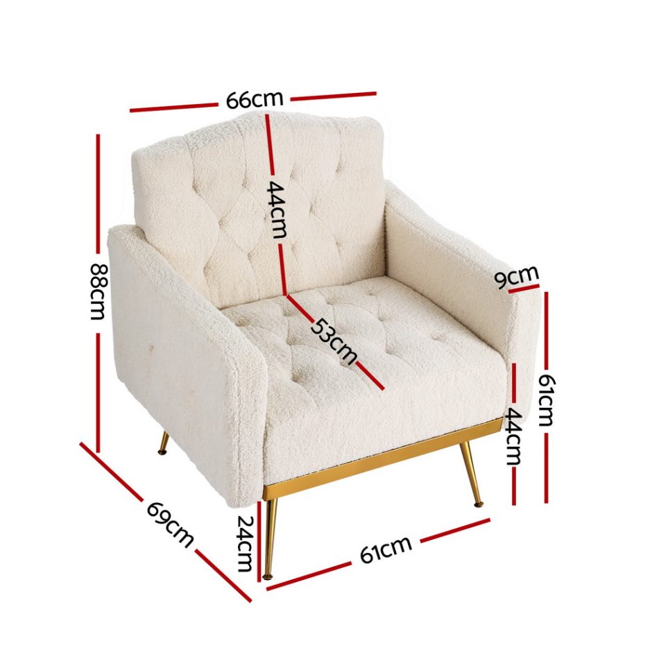 Artiss Armchair Boucle Beige Nicole - Image 2