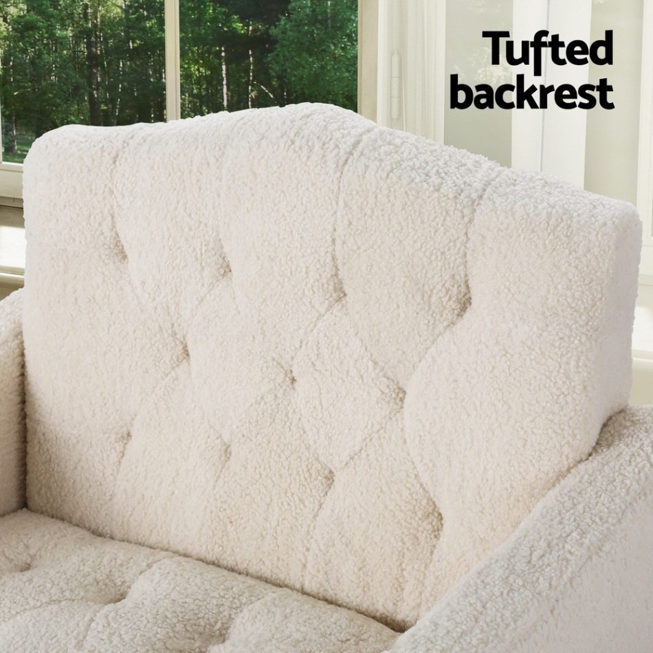 Artiss Armchair Boucle Beige Nicole - Image 4