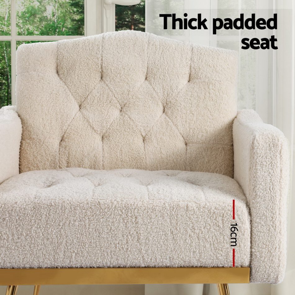 Artiss Armchair Boucle Beige Nicole - Image 5
