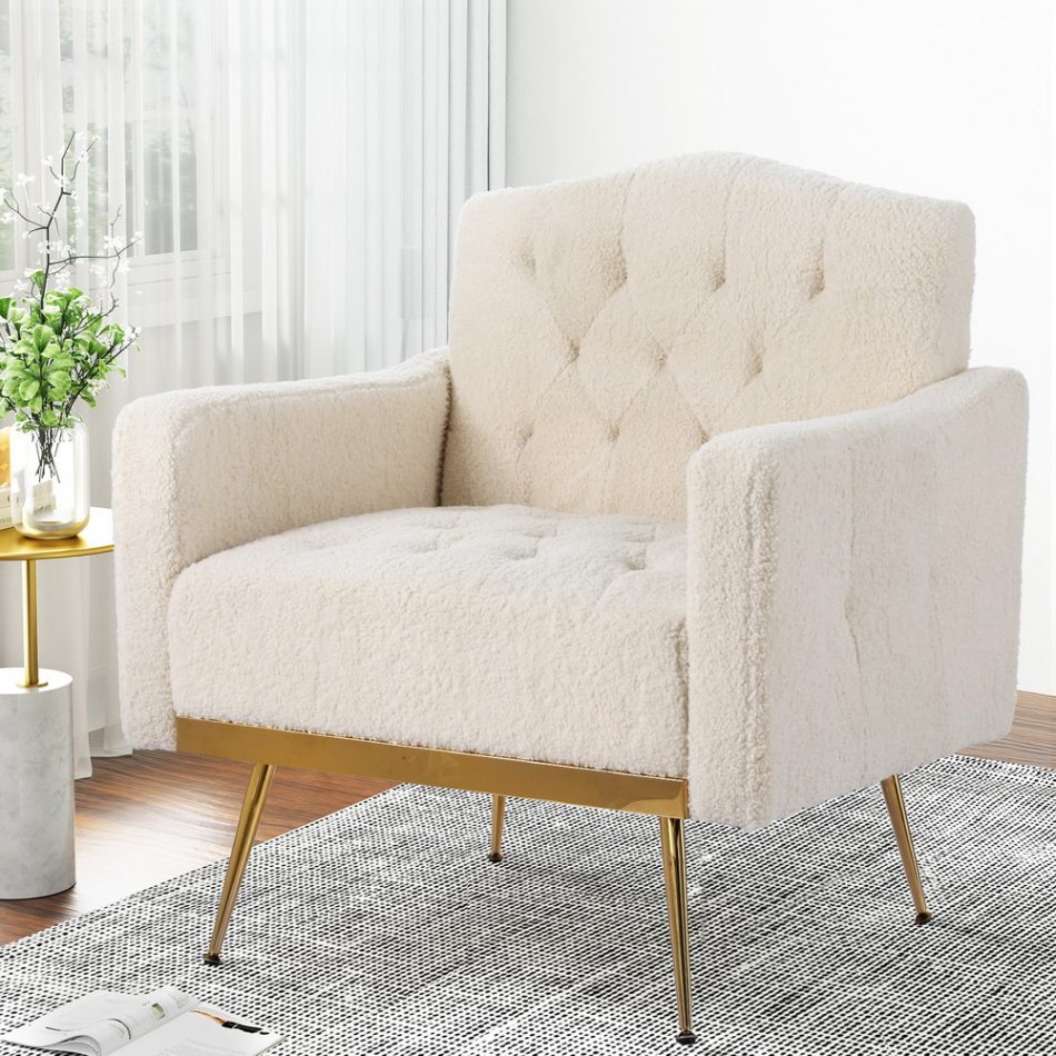 Artiss Armchair Boucle Beige Nicole - Image 7