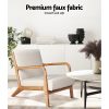 Artiss Armchair Fabric Beige Olive - Image 6