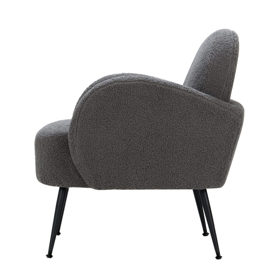 Artiss Armchair Boucle Charcoal Hanes - Image 4