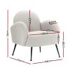 Artiss Armchair Lounge Chair Armchairs Accent Arm Chairs Sherpa Boucle White - Image 2