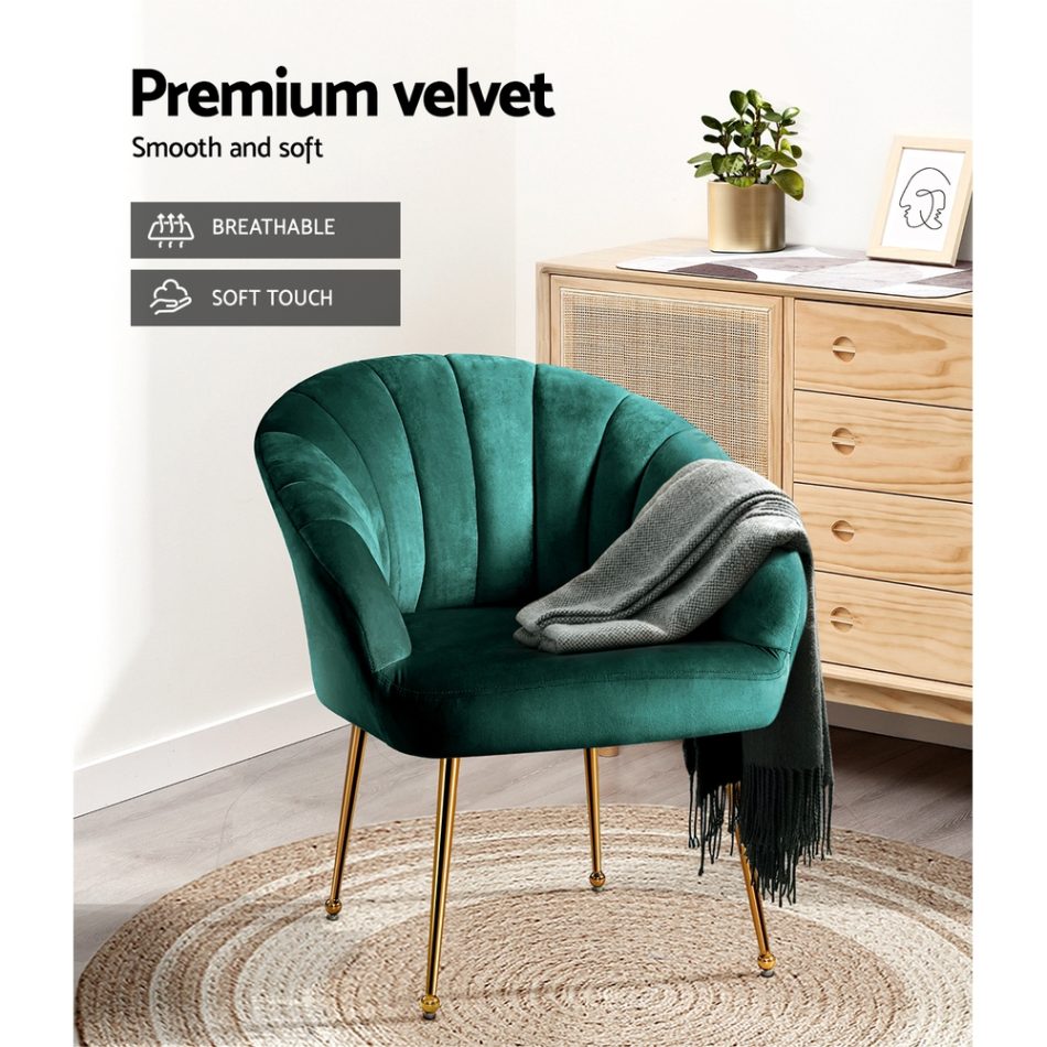 Artiss Armchair Velvet Green Eloise - Image 4