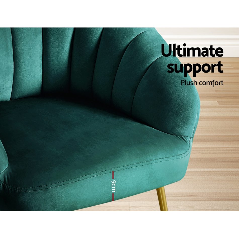 Artiss Armchair Velvet Green Eloise - Image 5