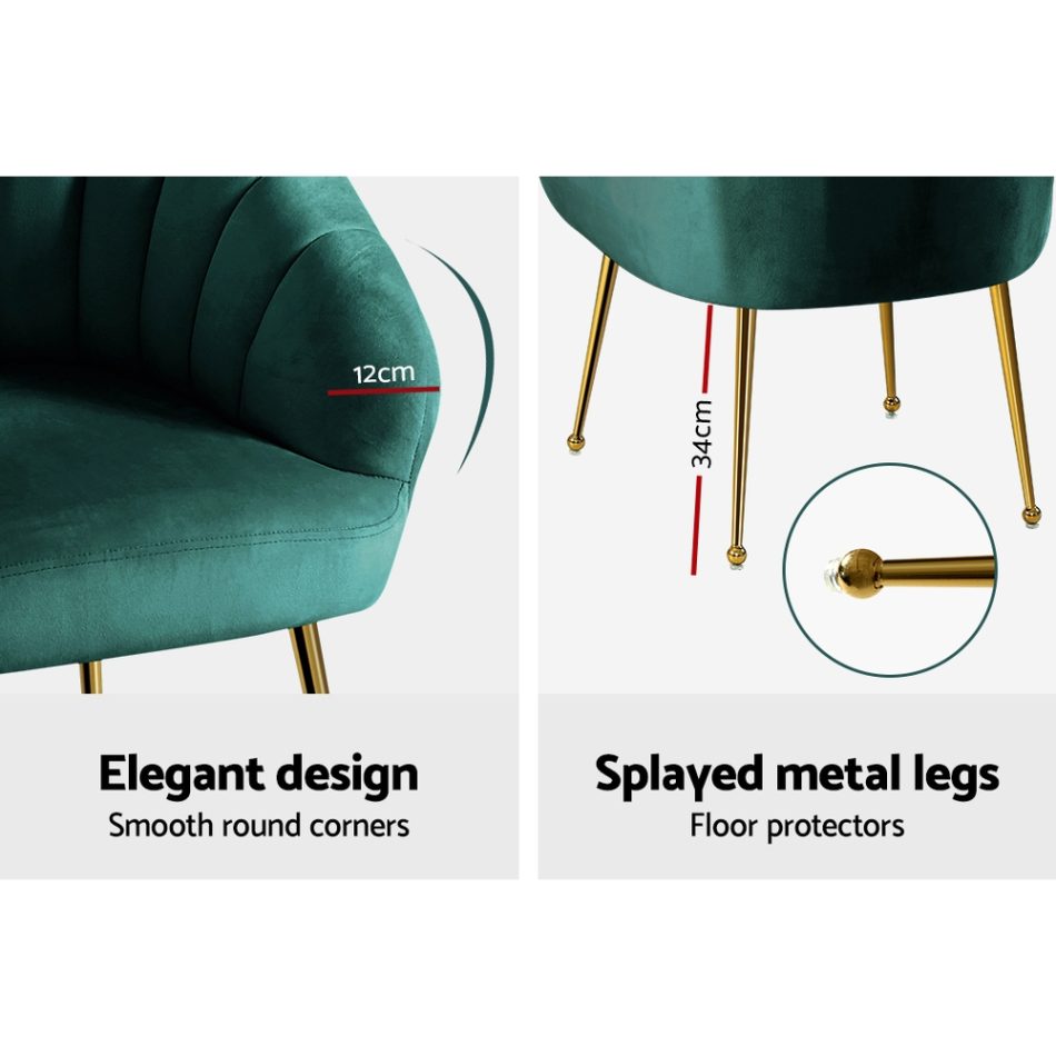 Artiss Armchair Velvet Green Eloise - Image 6