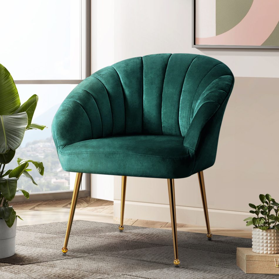 Artiss Armchair Velvet Green Eloise - Image 7