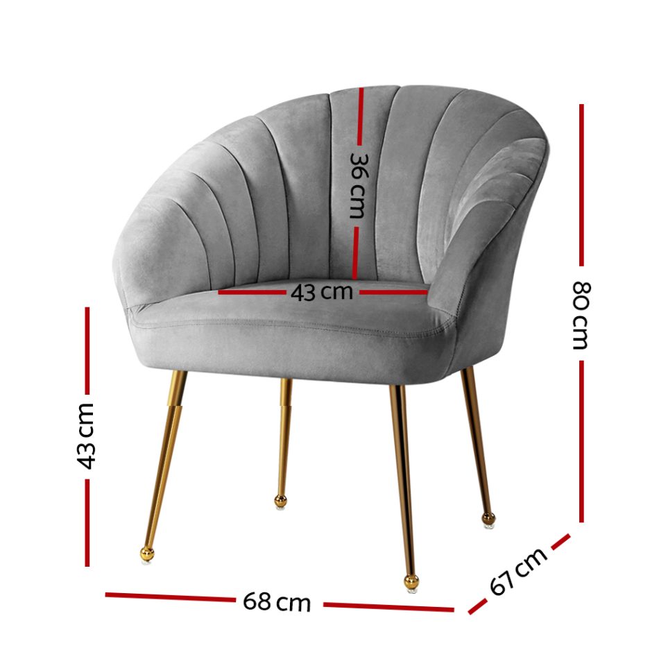 Artiss Armchair Velvet Grey Eloise - Image 2