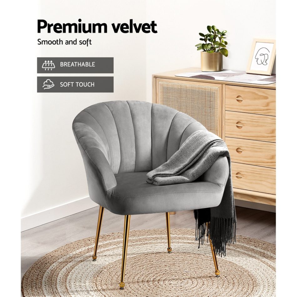 Artiss Armchair Velvet Grey Eloise - Image 5