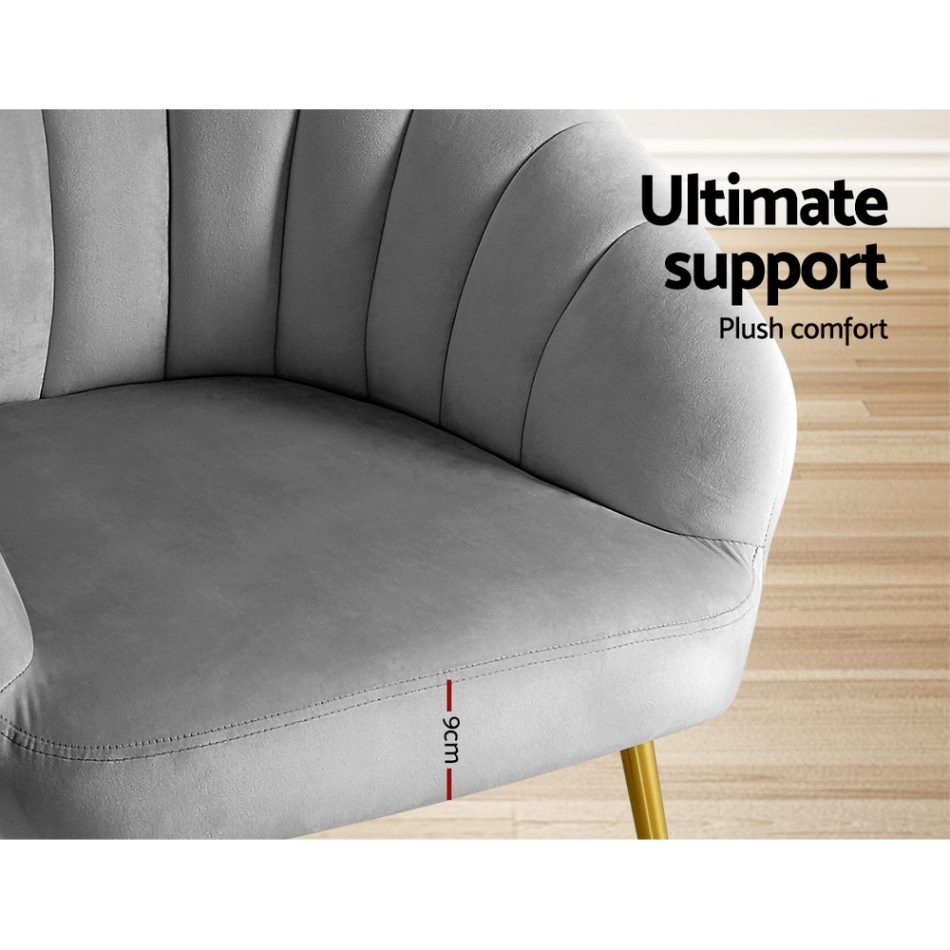 Artiss Armchair Velvet Grey Eloise - Image 6