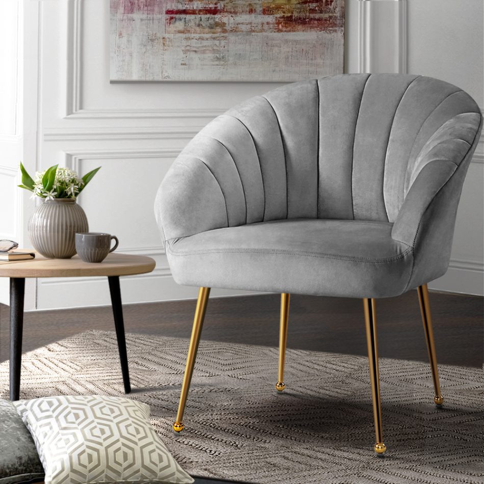 Artiss Armchair Velvet Grey Eloise - Image 8