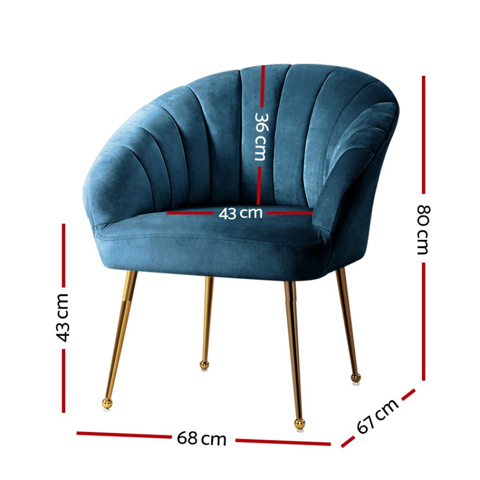Artiss Armchair Velvet Blue Eloise - Image 2